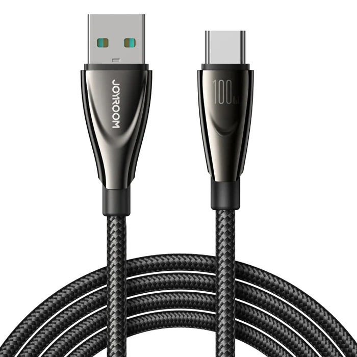 Pioneer-sarjan USB-A - USB-C 100W punottu kaapeli 1,2 m musta