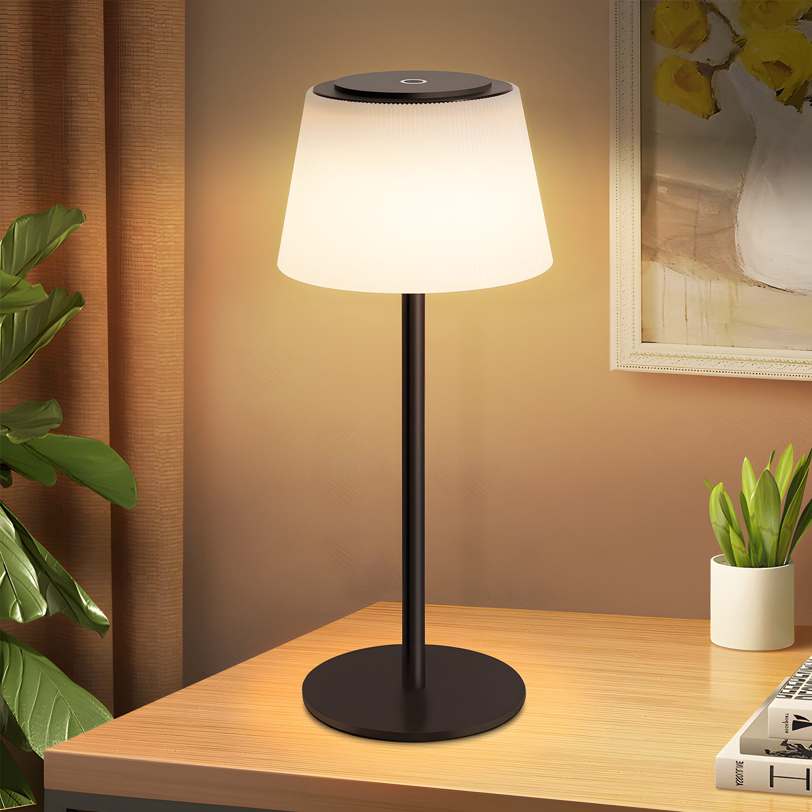 NETTLIFE Langaton LED-yöpöytävalaisin, USB-ladattava, kosketus, himmennettävä, musta, 3600 mhA
