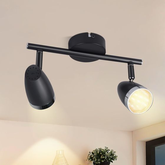 NETTLIFE moderni LED - kattospottivalaisin 2 lamppua 4W musta 3000K säädettävä 350°