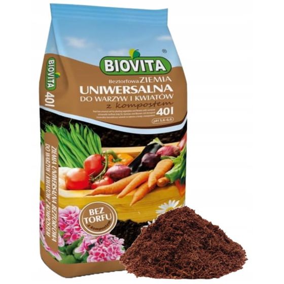 Universaali puutarhamulta vihanneksille ja kukille 40L Turvetta kompostilla