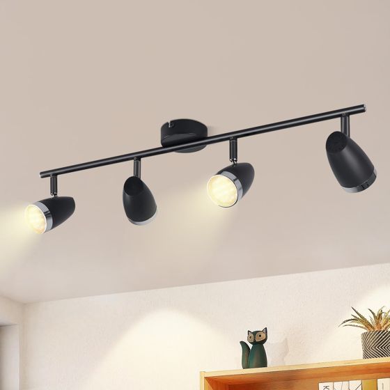 NETTLIFE moderni LED - kattospottivalaisin 4 lamppua 4 W musta 3000 K säädettävä 350°