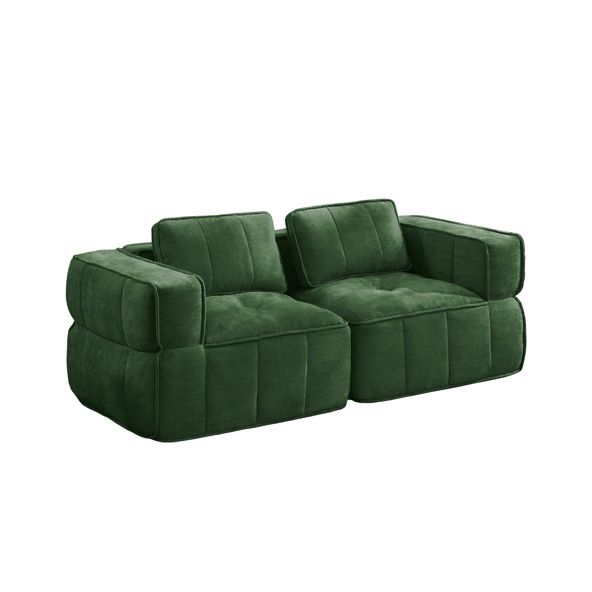 moduulisohva 2-paikkainen vihreä polyester skandinaavinen säädettävä