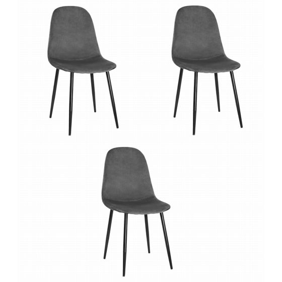 COMO-tuoli, tummanharmaa sametti (3 kpl)