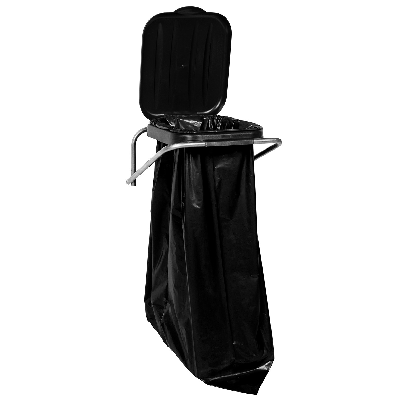 Seinään kiinnitettävä lajitteluastia, musta - 120 litran säkit