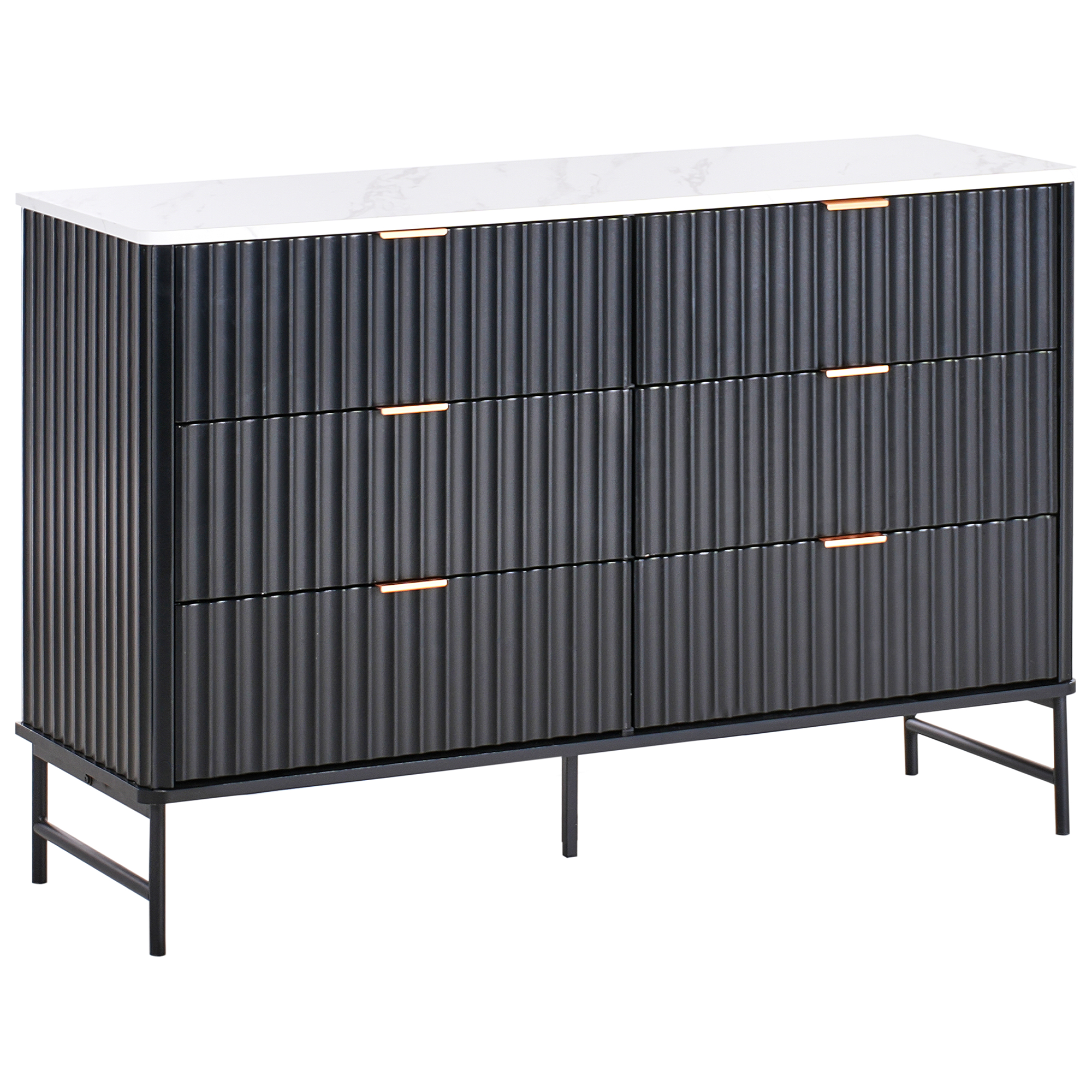 Lipasto 6 laatikolla GLASTONBURY Marmorikuvio/musta