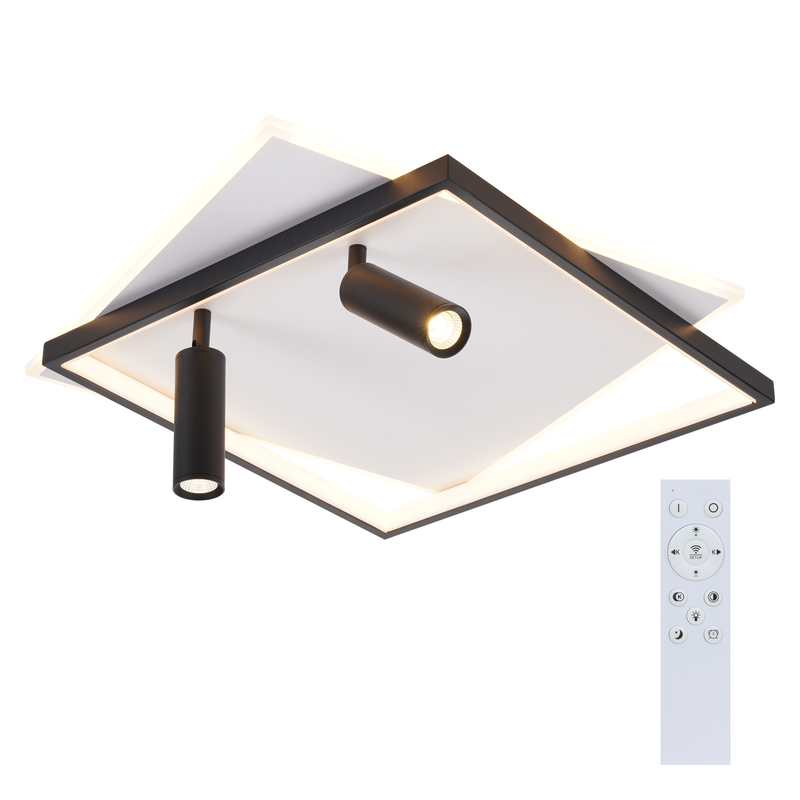 NETTLIFE LED-kattovalaisin olohuoneeseen: himmennettävä 62 W:n olohuonevalaisin, jossa on kaksi mustaa kattovalaisinta kaukosäätimellä