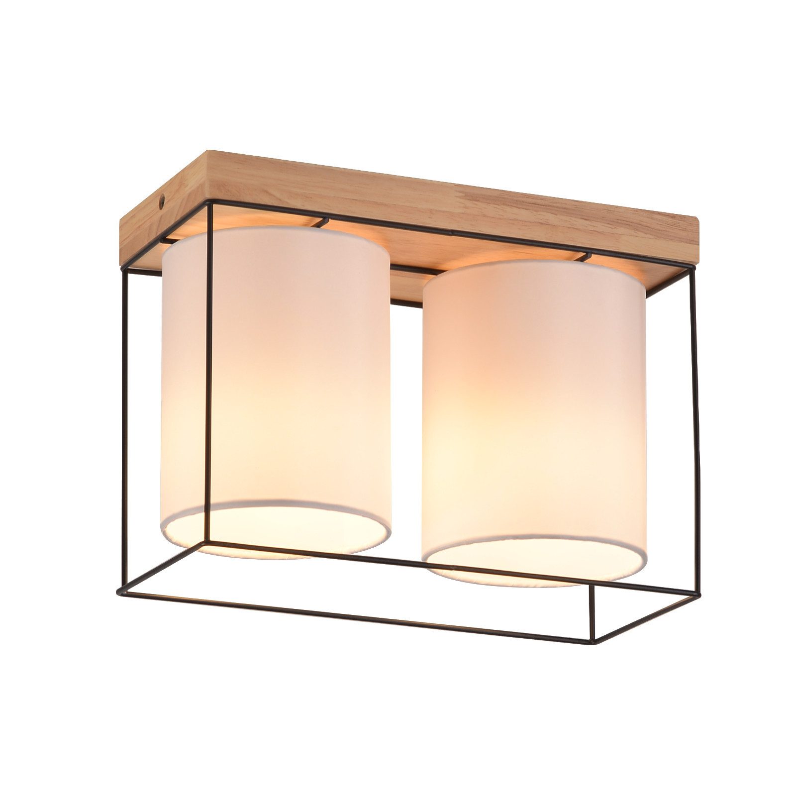 NETTLIFE Kattovalaisin makuuhuoneeseen, vintage - tyylinen kattovalaisin, 2 E14- polttimoa, puuta, retro - industrial - tyylillä