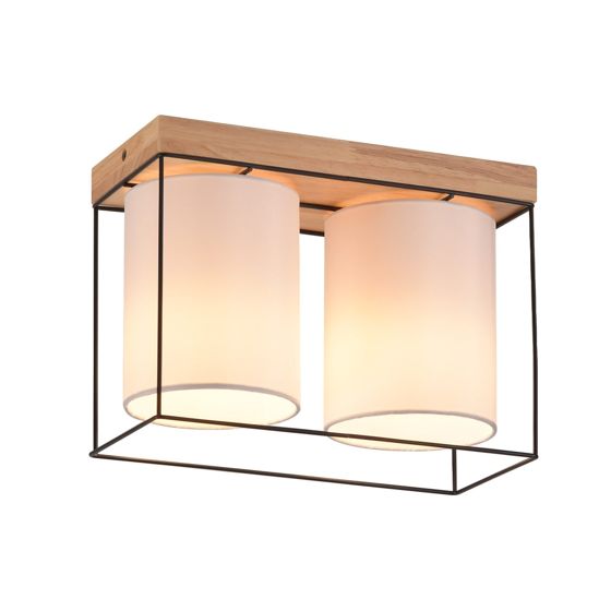 NETTLIFE Kattovalaisin makuuhuoneeseen, vintage - tyylinen kattovalaisin, 2 E14- polttimoa, puuta, retro - industrial - tyylillä