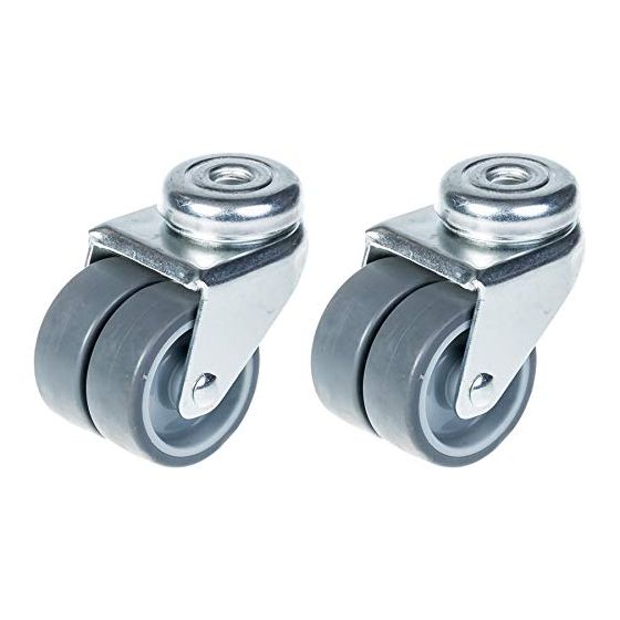 50mm 2" kaksoispyöräinen harmaa kuminen kääntyvä pyörä 140kg kantavuus, 2 kpl:n setti