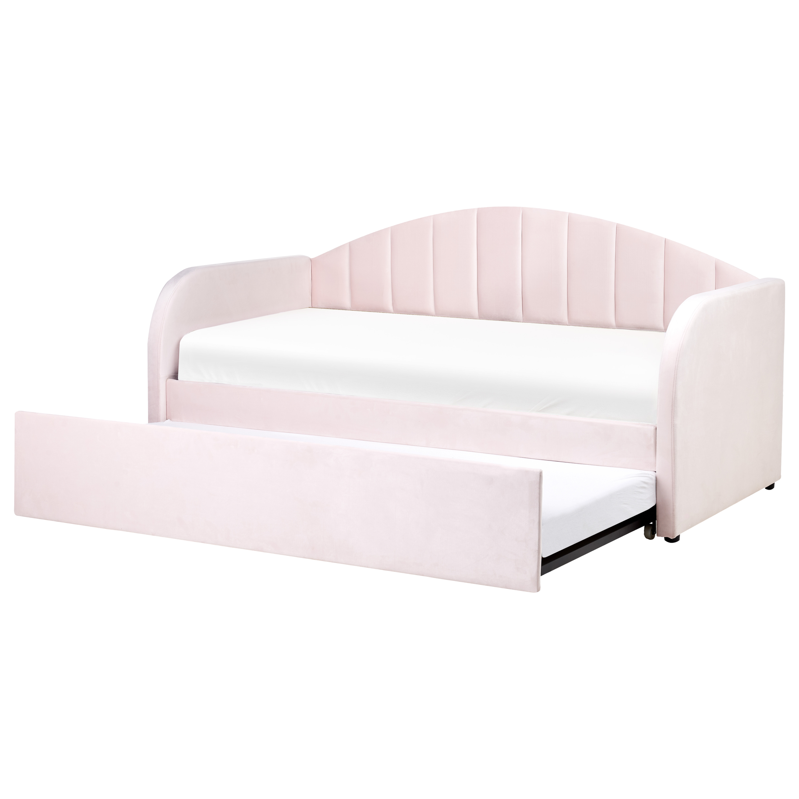 Sänky lisävuoteella sametti EYBURIE 90 x 200 cm Pastellipinkki