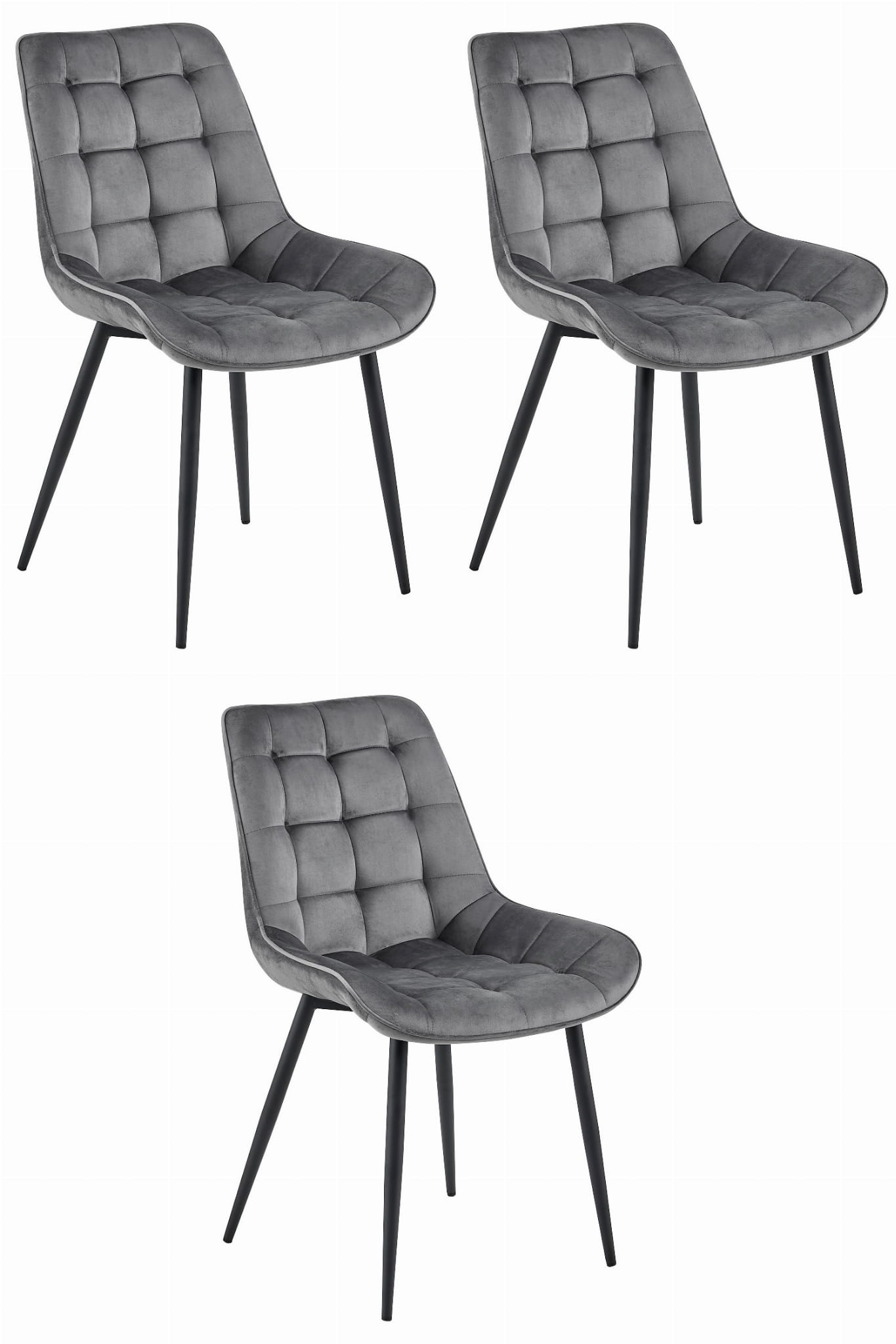 BERA-tuoli, tummanharmaa sametti, mustat jalat (3 kpl)