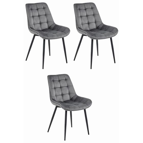 BERA-tuoli, tummanharmaa sametti, mustat jalat (3 kpl)