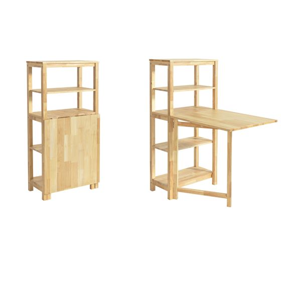 SoBuy Keittiön laajennettava pöytä FWT70-N kestävä kumipuu