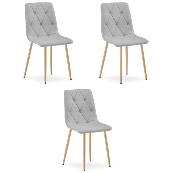 LIBRA-tuoli, vaaleanharmaa verhoilu, puunväriset jalat (3 kpl)