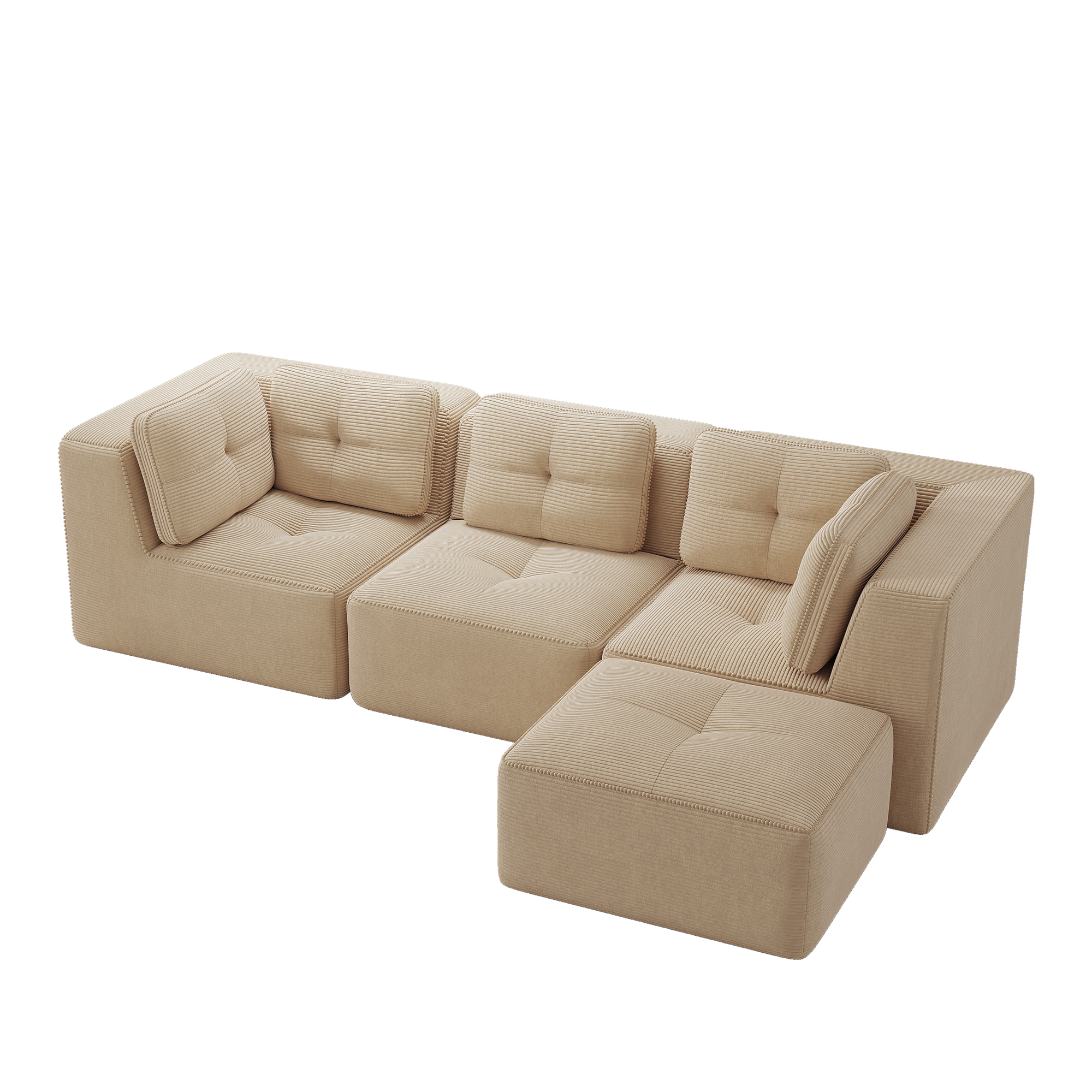 moduulisohva 3-paikkainen beige kankas skandinaavinen säilytystilalla varustettu