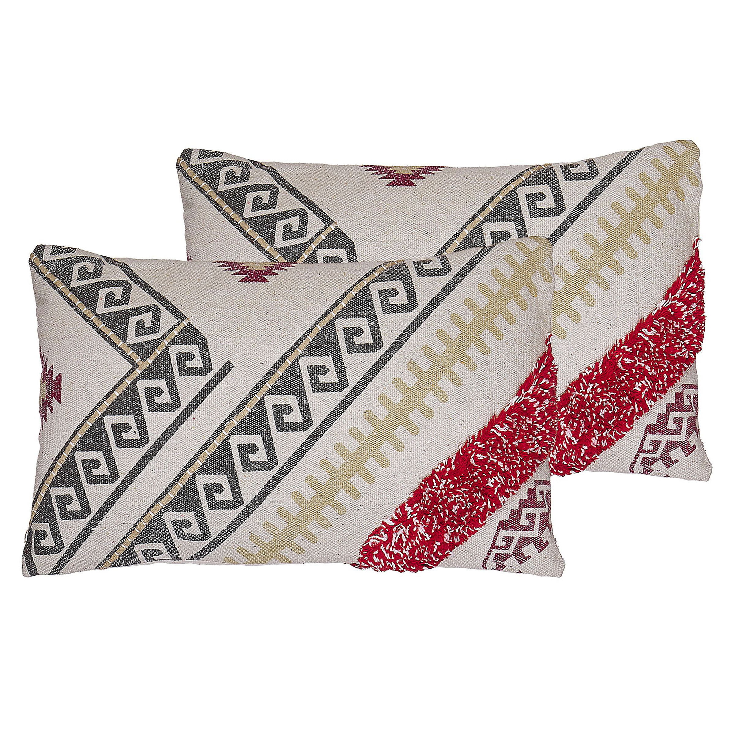 Koristetyynysetti 2 kpl BETULA puuvilla 30 x 50 cm Beige Geometrinen kuvio