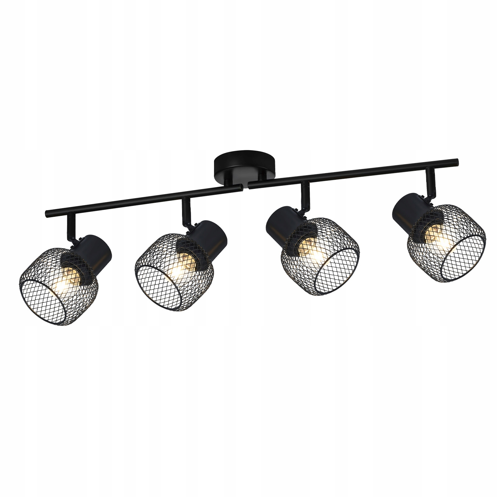 NETTLIFE 4Kohdevalaisinta, max. 25 W musta, metallinen Kattovalaisin, 4Kääntyvää, lamppua 330° E27