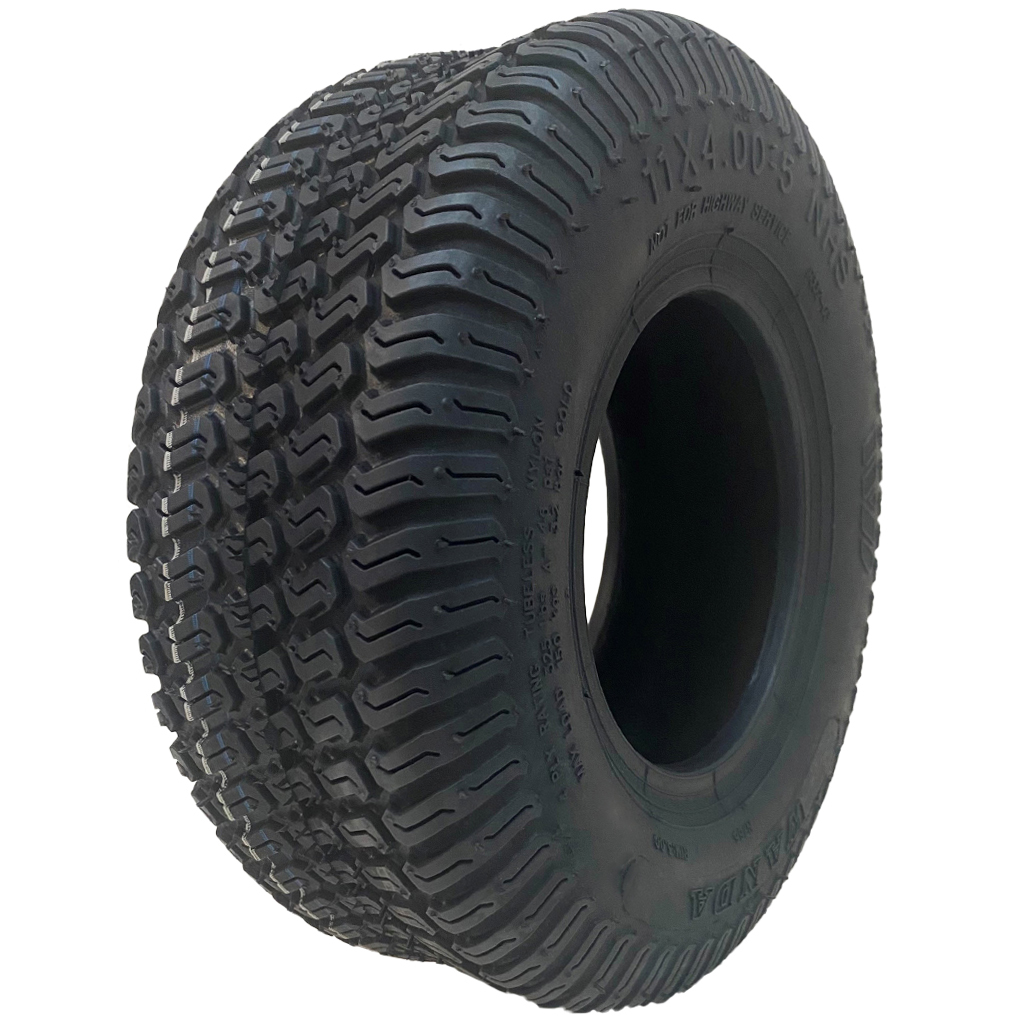 11x4.00-5 ruohonleikkurin monikäyttöinen nurmikkorengas, 4-kerroksinen, ilman sisäkumia, Wanda P332 -kuvio, kantavuus 150 kg