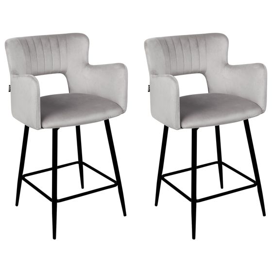 Baarituolisetti 2 kpl SANILAC sametti Vaaleanharmaa