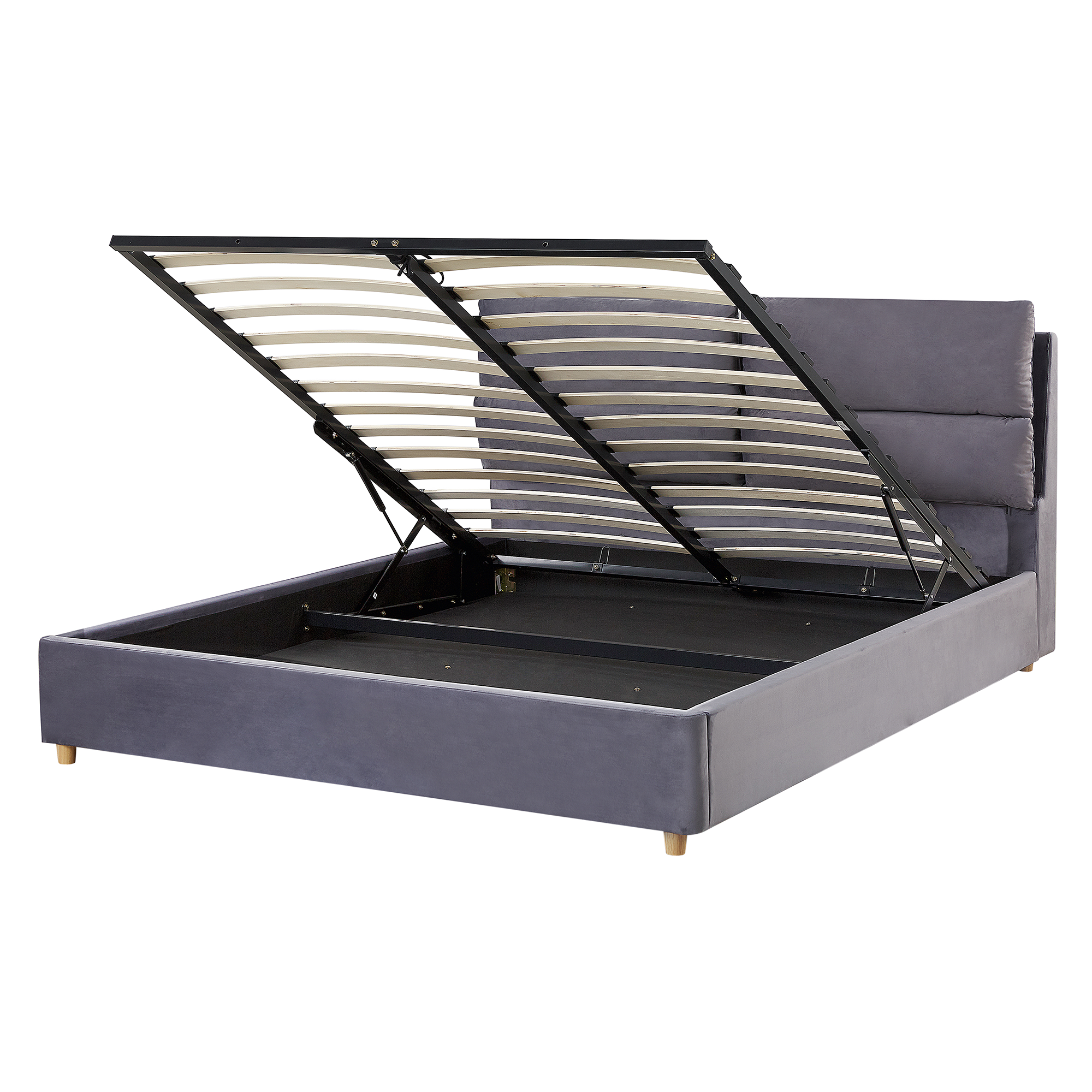 Sänky säilytystilalla sametti BATILLY 140 x 200 cm Harmaa