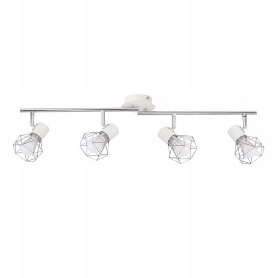 NETTLIFE 4 vintage - tyylistä teollista retrotyylistä kattokohdevaloa E14 350° kääntyvä valkoinen metalli kirkas sisä-/keittiöön