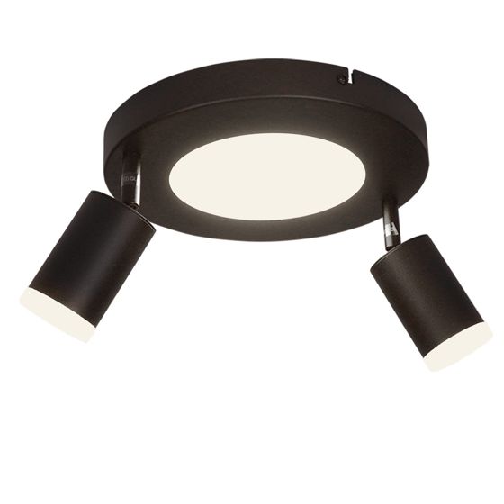 NETTLIFE Kattospottivalaisin 2 lamppua musta 3000K silmäsuoja helppo asennus säädettävä 350° GU10