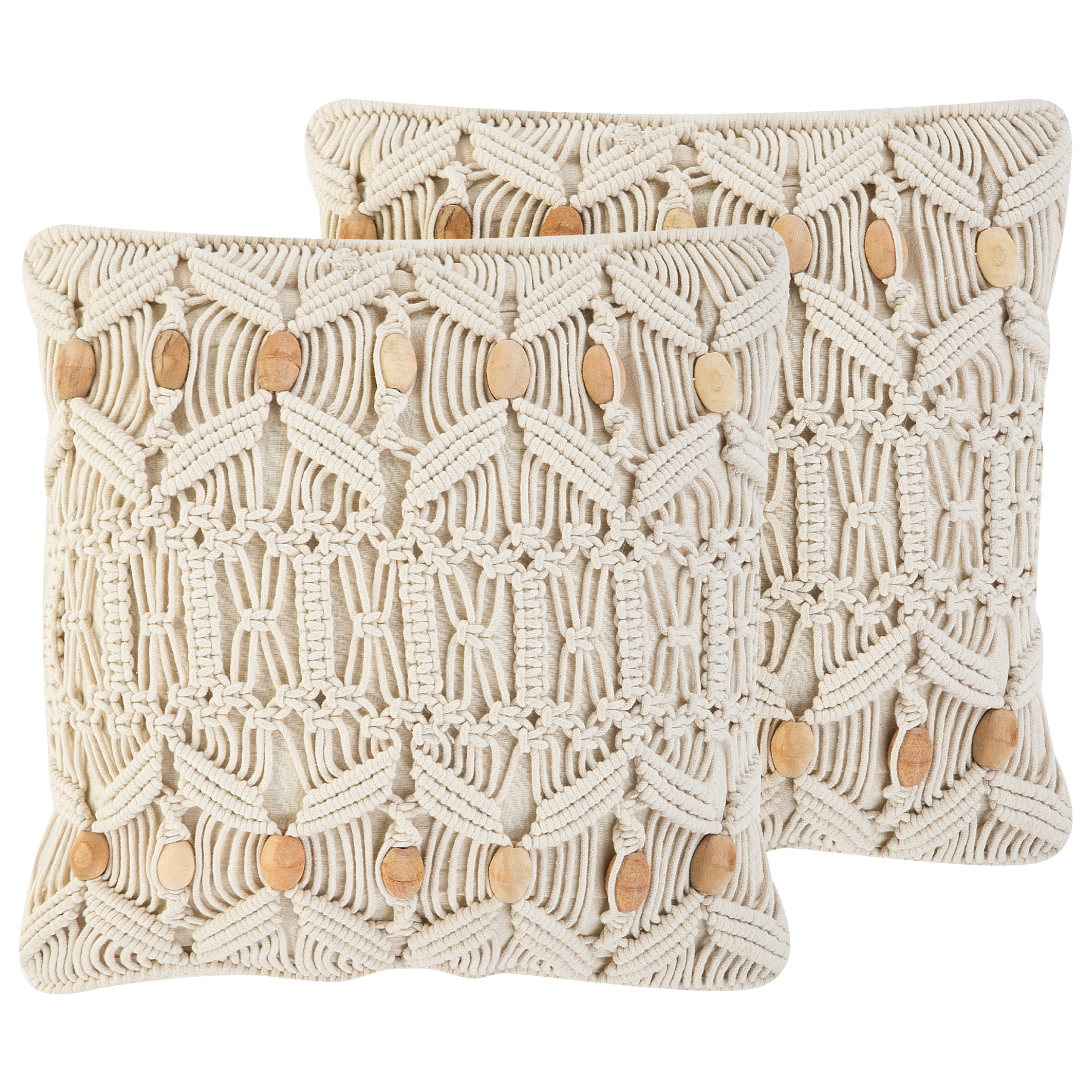 Koristetyynysetti 2 kpl NICAEA puuvilla 45 x 45 cm Beige Geometrinen kuvio