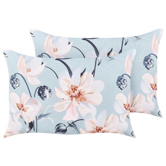 Ulkotyynysetti 2 kpl APRICALE Kukkakuvio 40 x 60 cm Sininen