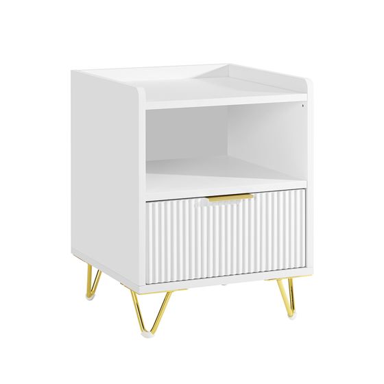 SoBuy Yöpöytä 40x40x51 cm valkoinen puu hylly- ja laatikko FBT169-W