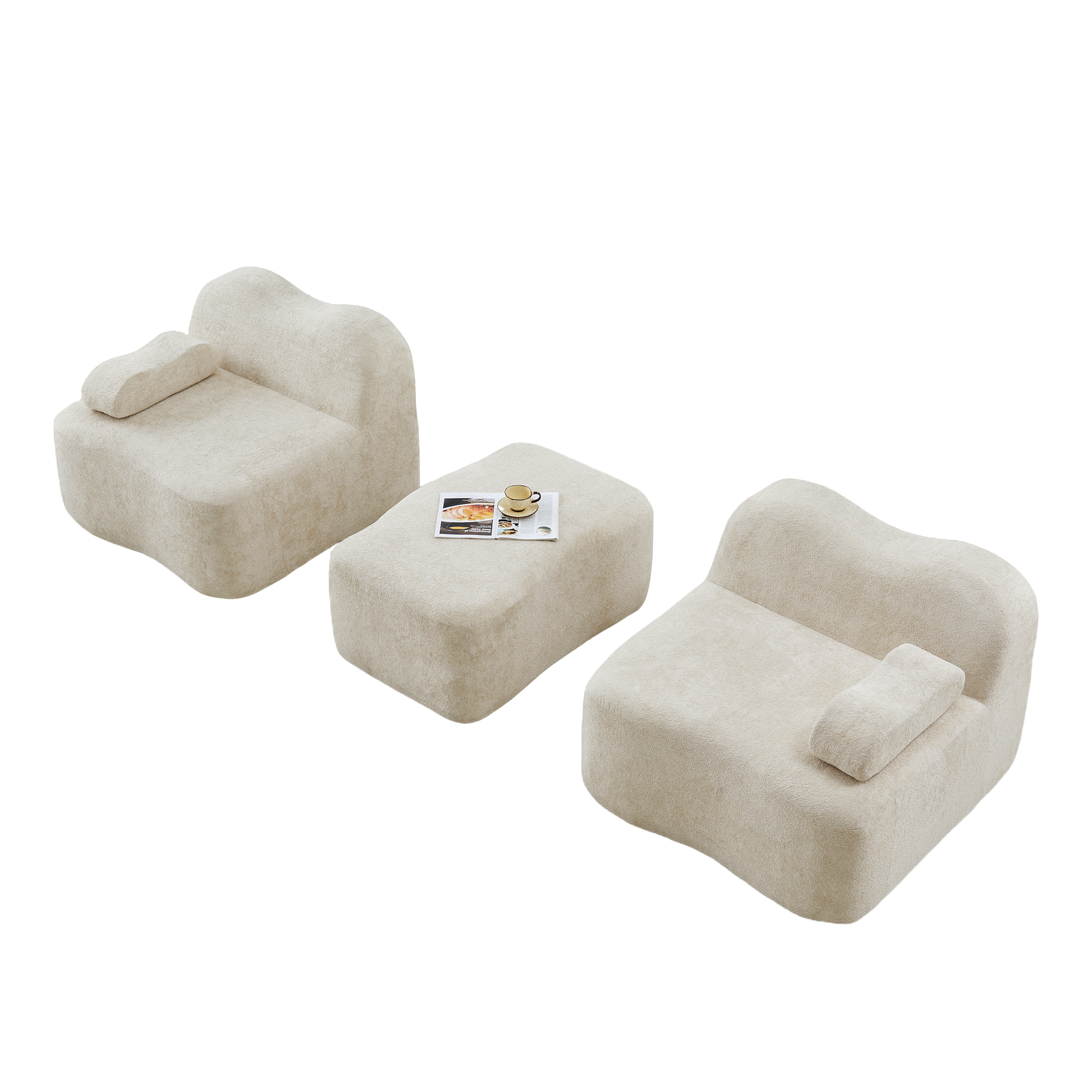 moduulisohva 3-paikkainen beige sametti skandinaavinen säädettävä