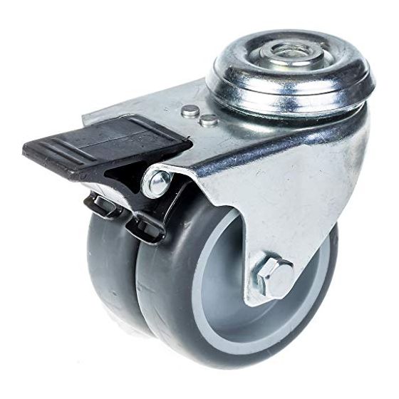 75mm 3" kaksoispyöräinen harmaa kuminen kääntyvä pyörä jarrulla 100kg kapasiteetti