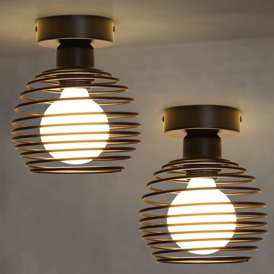NETTLIFE Vintage - kattovalaisin, 2 valoa retrotyylinen Käytävävalaisin musta, E27, max. 40W, ilman, lamppuja