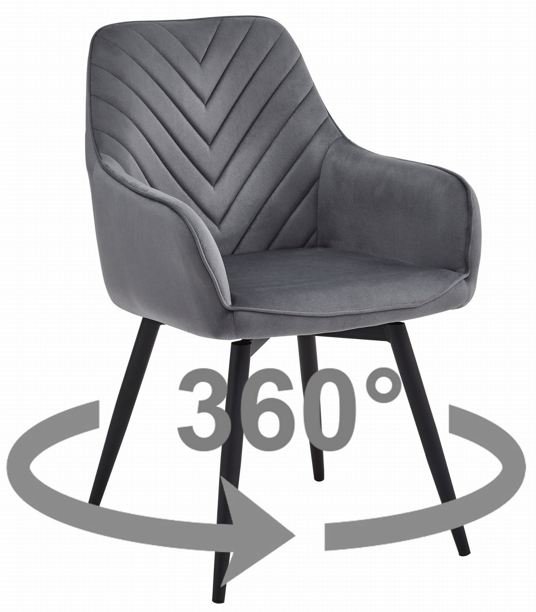 NANA360-tuoli, tummanharmaa sametti, mustat jalat (1 kpl)