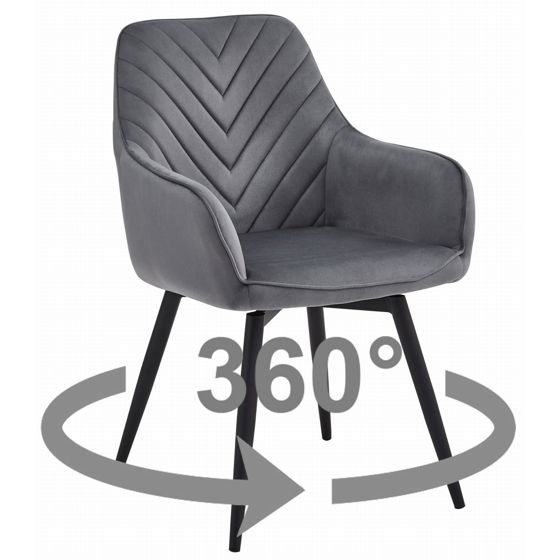 NANA360-tuoli, tummanharmaa sametti, mustat jalat (1 kpl)