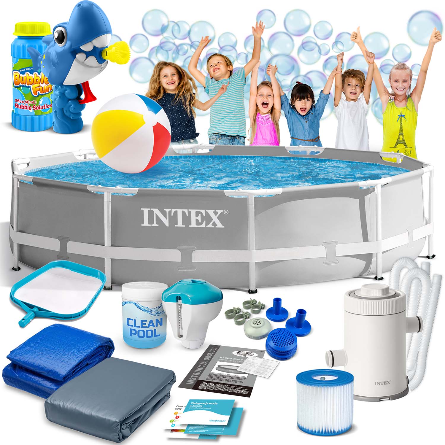 INTEX 26702 305 x 76 cm 15-in-1 runkoinen puutarhauima-allas + ILMAINEN kuplakone