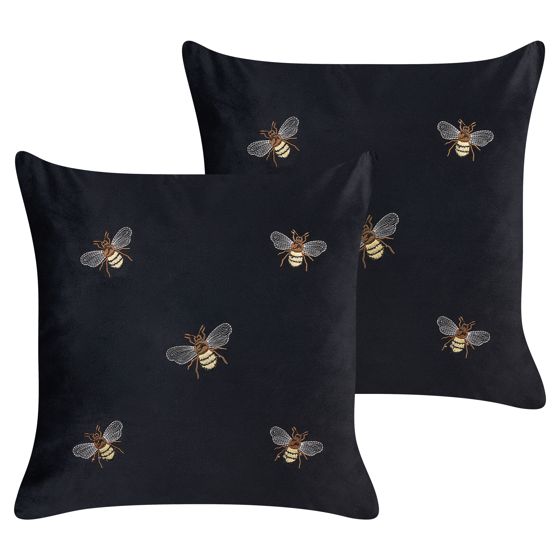 Koristetyynysetti 2 kpl TALINUM sametti 45 x 45 cm Musta Eläinkuvio