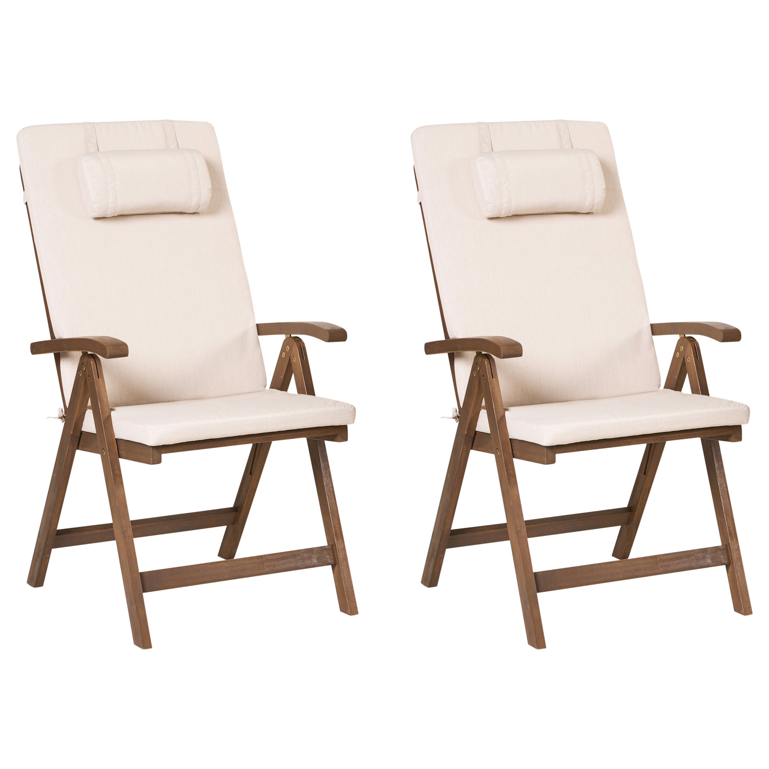 Puutarhatuolisetti pehmusteilla 2 kpl AMANTEA PREMIUM Akaasia Vaaleanbeige