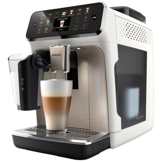 Philips EP5543/90 -sarja, 5500 LatteGo, 1500 W, 15-palkkinen keraaminen kahvimylly, valkoinen ja hopea