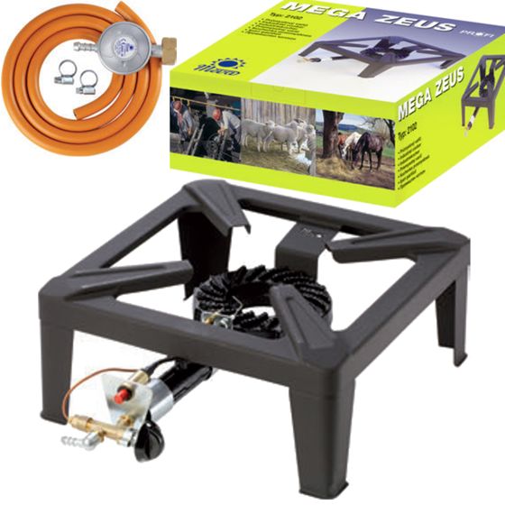 Teollisuuskaasuliesi MEGA ZEUS 7kW 40x40cm liekillä ja piezo-sytyttimellä