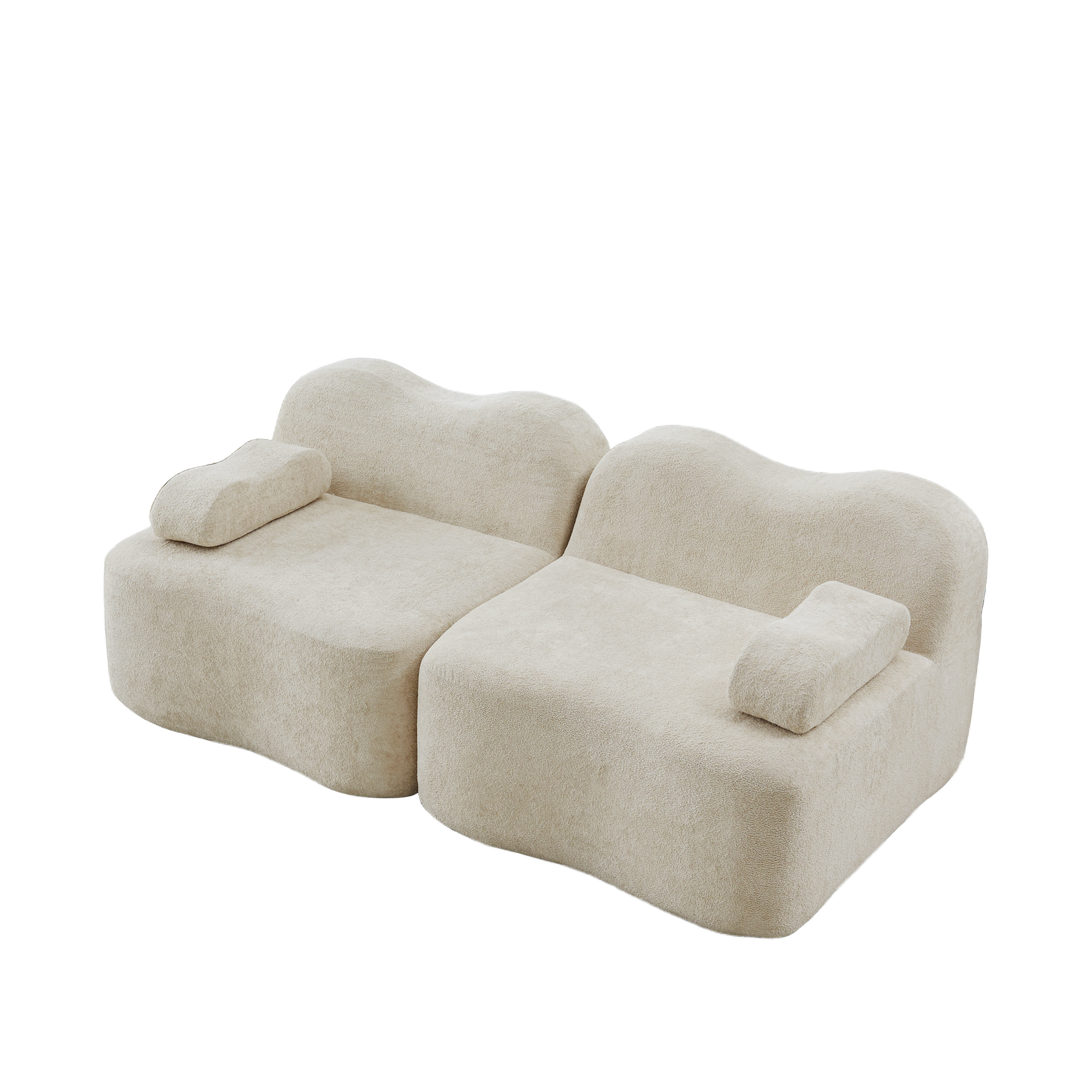 moduulisohva 3-paikkainen beige sametti moderni säädettävä