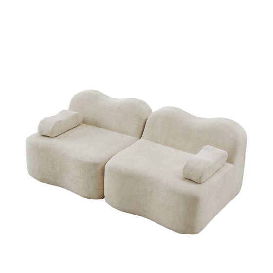 moduulisohva 3-paikkainen beige sametti moderni säädettävä