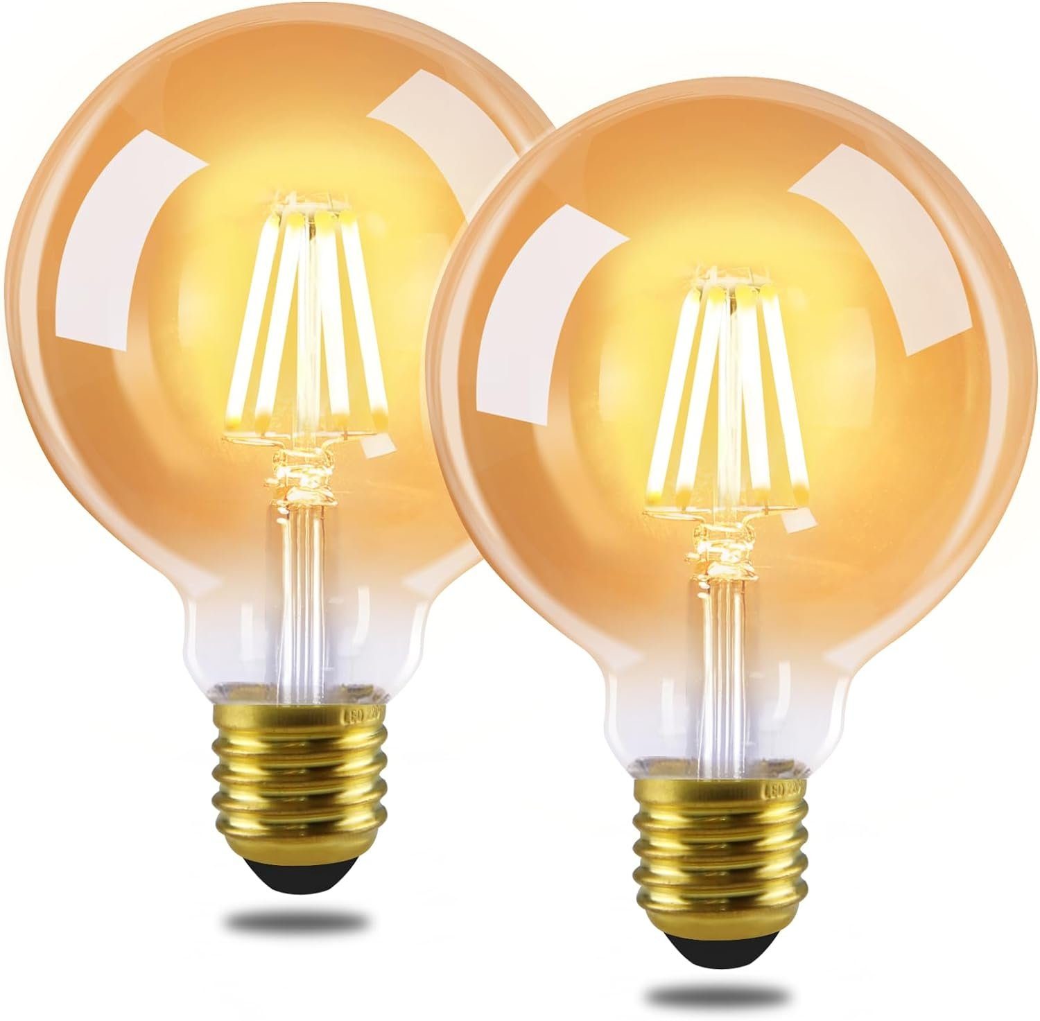 NETTLIFE 2 kpl E27 LED-vintage-lamppuja, retro G80 Edison-filamenttilamppuja, lämmin valkoinen, 2700K, 4 W, energiansäästölasikoristelamppuja