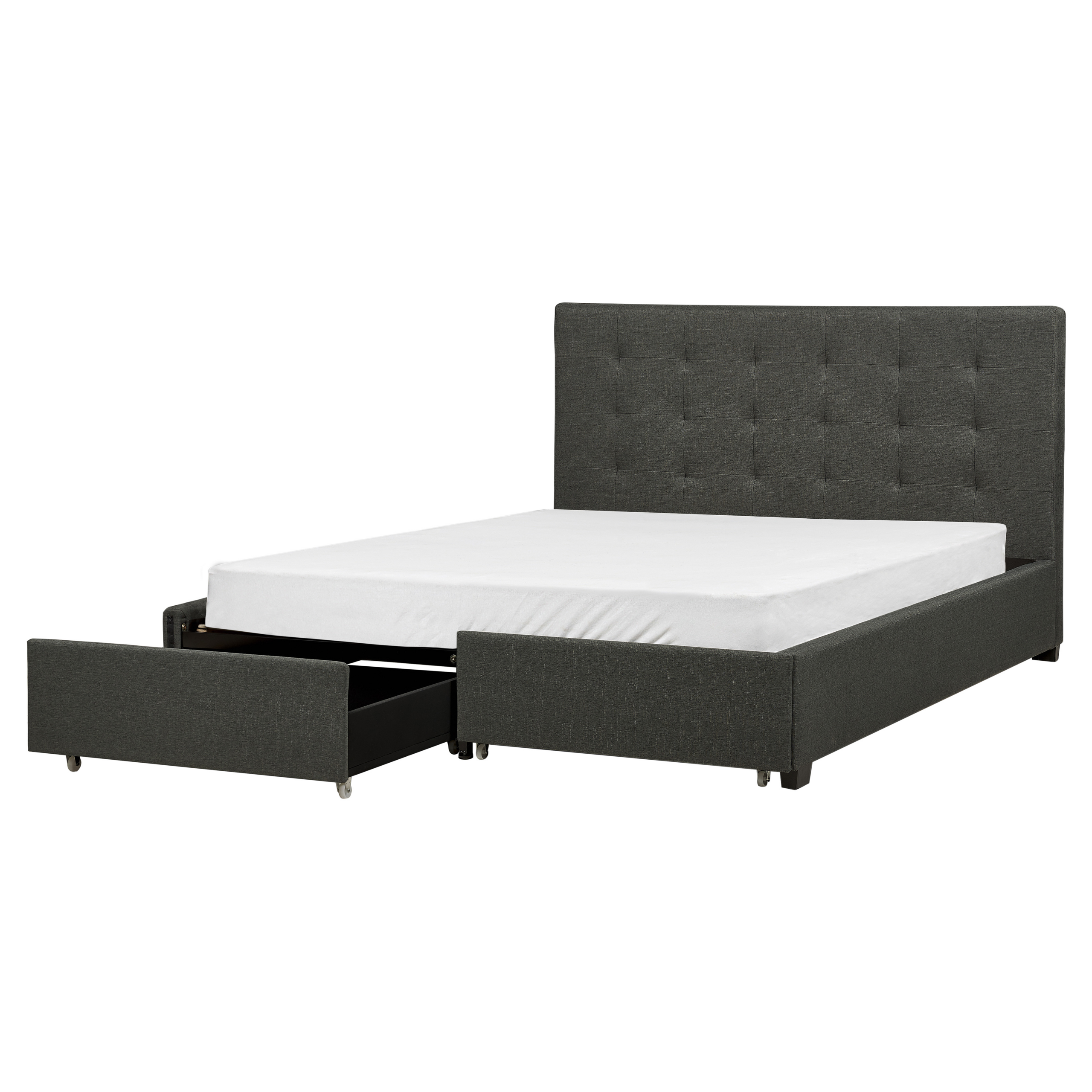 Sänky laatikoilla LA ROCHELLE Kangas Tummanharmaa 160 x 200 cm