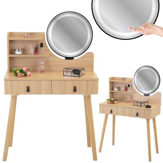 Skandinaavinen meikkipöytä LED-peilillä SCANDI