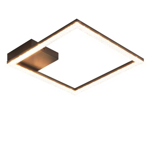NETTLIFE LED - kattovalaisin, 12W, lämmin Valkoinen Kristallilamppu, 3000KValo, musta, moderni, neliönmuotoinen, metallivalaisin