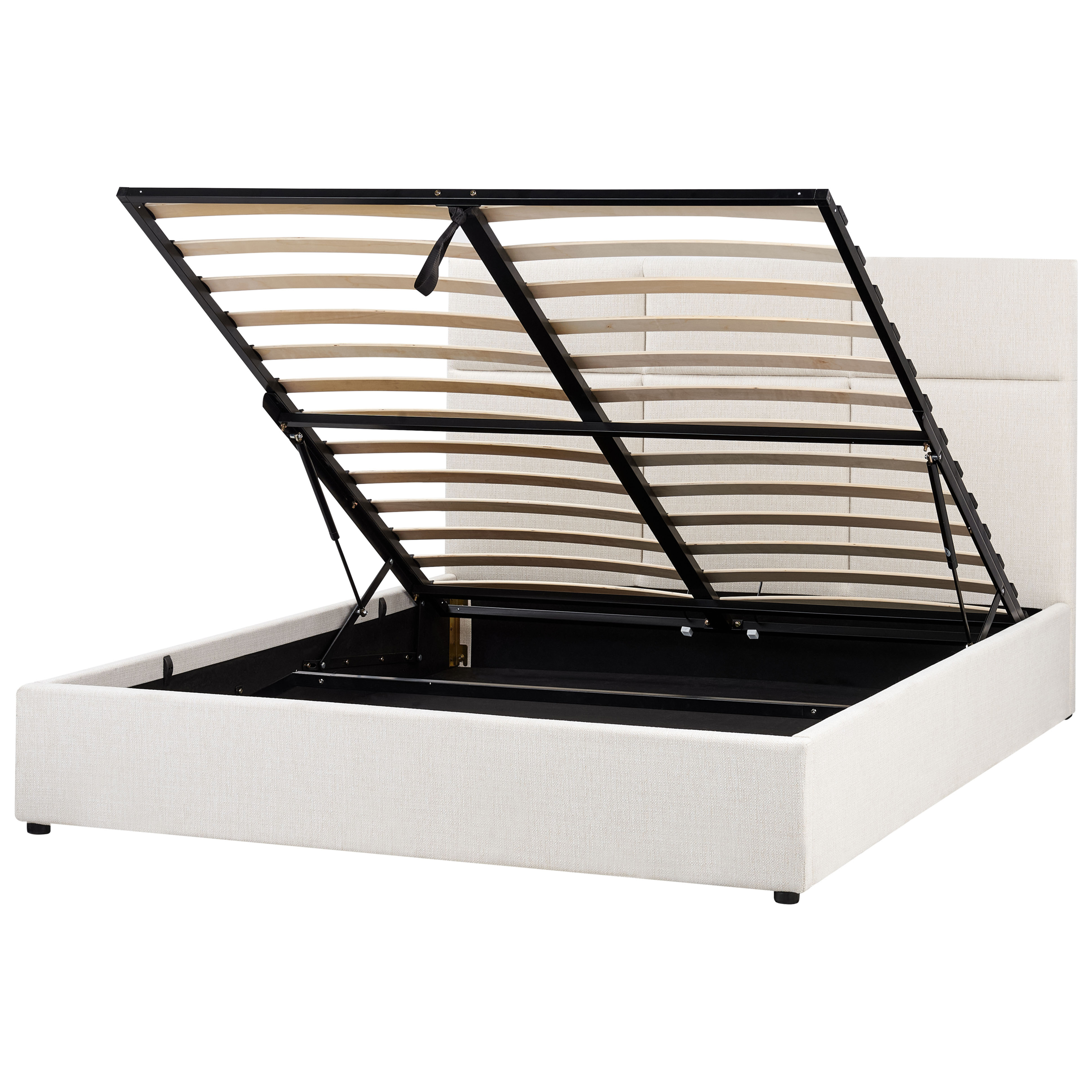 Sänky säilytystilalla kangas LAGORD 160 x 200 cm Luonnonvalkoinen