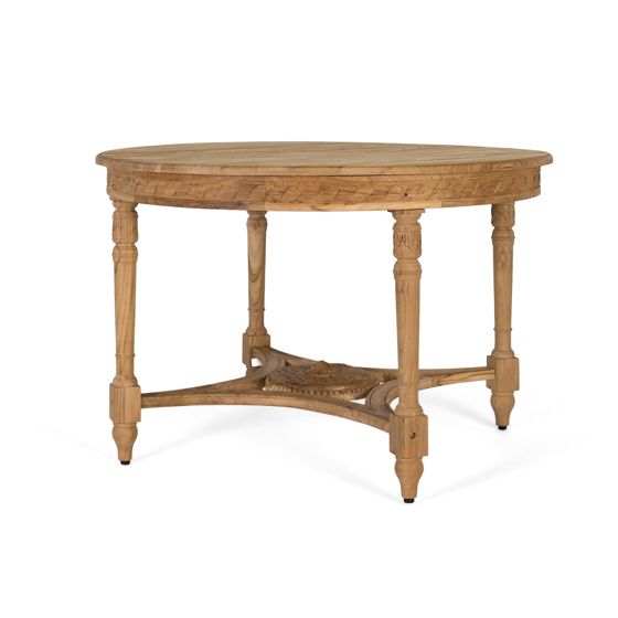 Pyöreä ruokapöytä tiikkipuusta