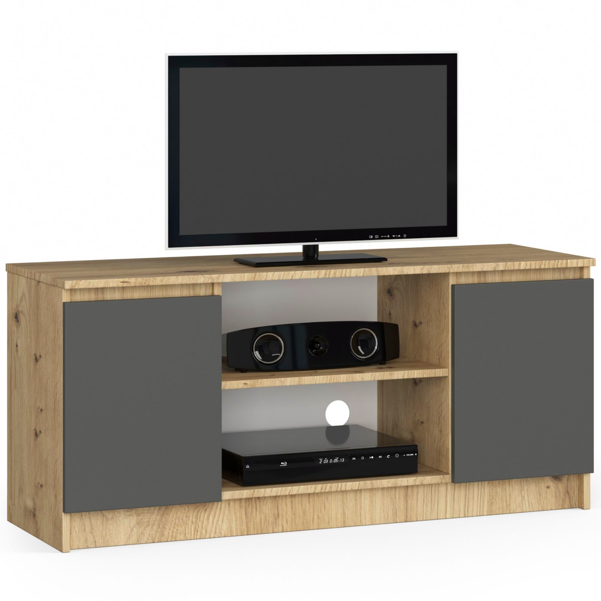 Akord TV-taso 2 ovea 1 hylly Artisan-tammi/Harmaa Grafiitti 120x40x55