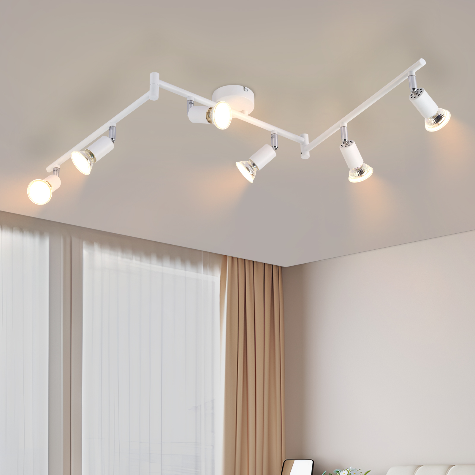 NETTLIFE LED - kattovalaisin 6 kohdevaloa GU10 - kattokohdevalaisin moderni sisäkattovalaisin valkoinen olohuoneeseen, kylpyhuoneeseen, keittiöön