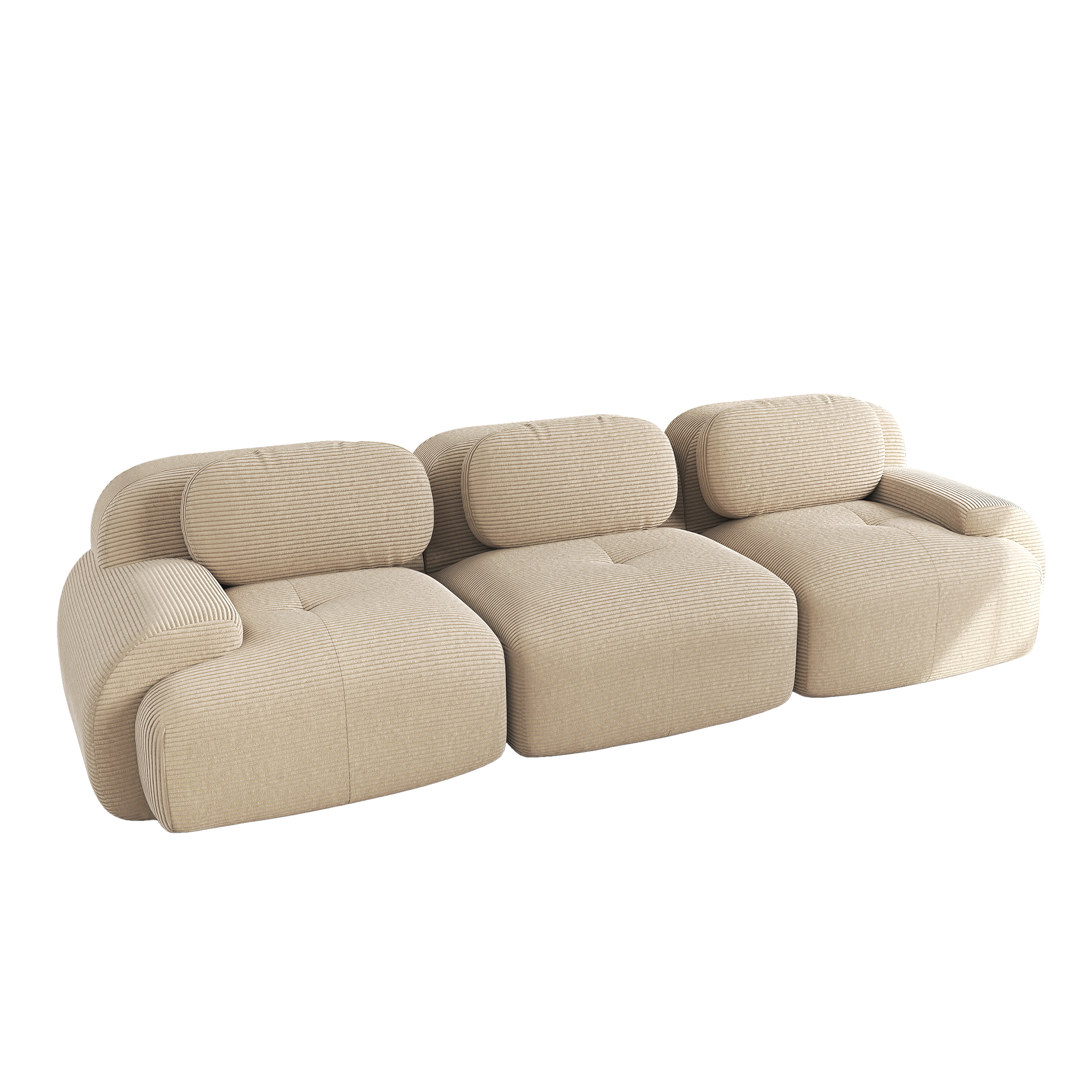 moduulisohva 3-paikkainen beige kankas moderni säädettävä
